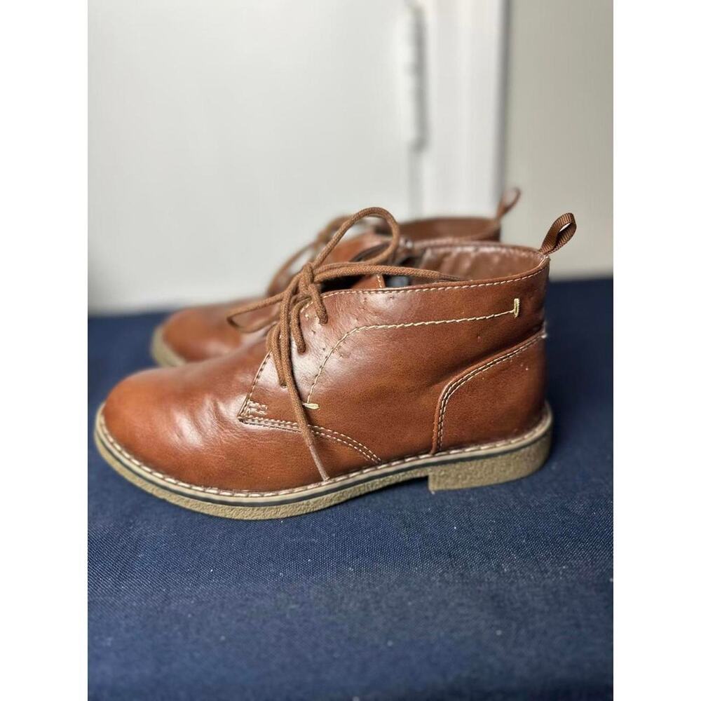 Wonder‎ Nation | Brown Faux Leather Lace-Up Chukka Boots | Youth Size 1